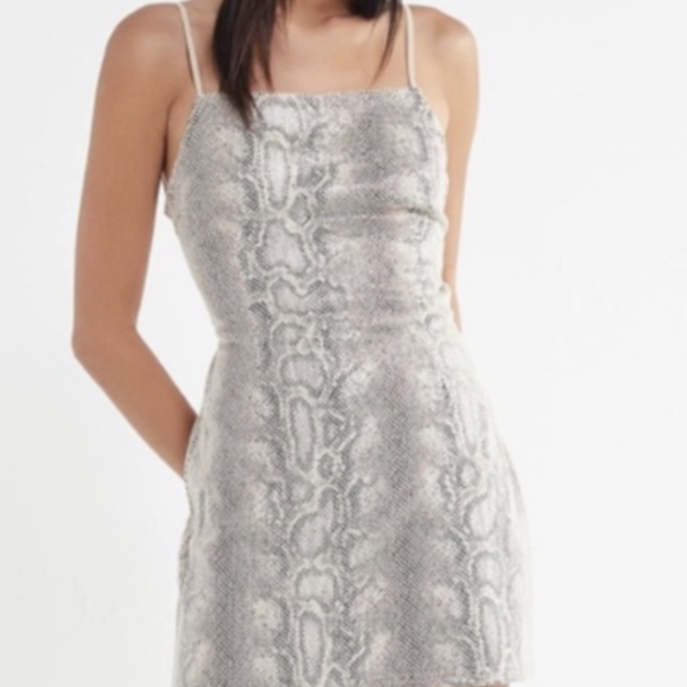 UO Beige Snakeskin Mini Dress
